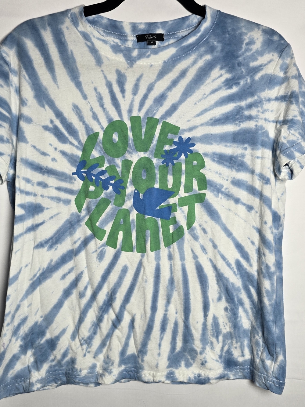 RAILS Love Your Planet Tie-Dye Tee - Blue & Green Dove Short Sleeve T Shirt - Picture 1 of 7
